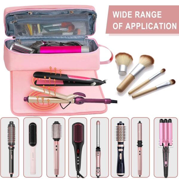 Hair Tools Travel Bag with Heat Resistant Pad, Double-Layer Travel Carrying Case for Straightener, Curling Iron, Hair Dryer, Portable Organizer - Image 5