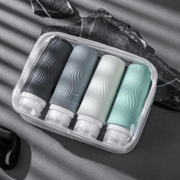 kuangre Travel Bottles for Toiletries, Tsa Approved 3oz Portable Travel Bottles, BPA Free Leak Proof Squeezable Silicone Travel Size Containers, Travel Accessories with Clear Toiletry Bag (4 Pack) - Image 6