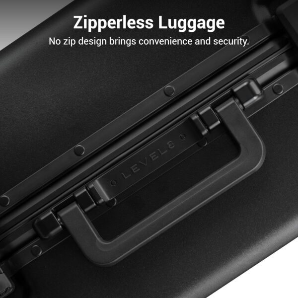 LEVEL8 Zipperless Carry On Luggage Airline Approved with Aluminum Frame, Lightweight Hard Shell Suitcase with Spinner Wheels, Metal Travel Luggage with Double Tsa Locks, 20 Inch, Black - Image 7