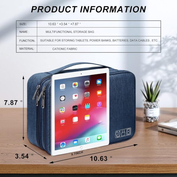 SELLYFELLY Electronic Bag Travel Cable Accessories Bag Waterproof Double Layer Electronics Organizer Portable Storage Case for Cable, Cord, Charger, Phone, Adapter, Power Bank, Kindle, Hard Drives - Image 2