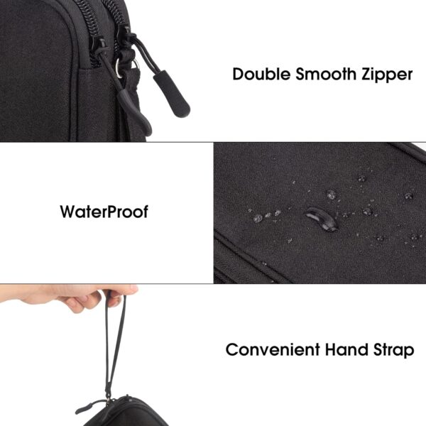 Arae Electronic Organizer, Travel Cable Organizer, Double Layers Portable Waterproof Pouch, Electronic Accessories Storage Case for Cable, Cord, Charger, Phone, Earphone (Black) - Image 4