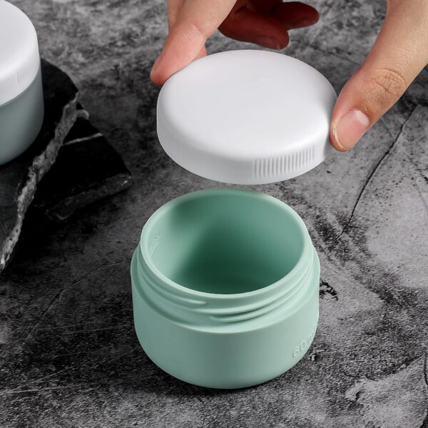 Kuangre Travel Containers for Toiletries, Silicone Cream Jars BPA Free, TSA Approved 2oz Travel Size Containers, Leak-proof Travel Essentials with Lid for Cosmetic Face Hand Body Cream (4 Pack) - Image 3