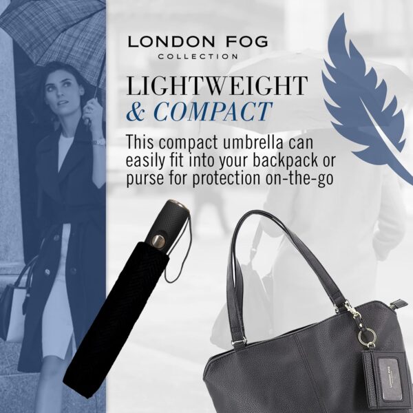 LONDON FOG Mini Rain Umbrella, Automatic Folding Umbrella, Windproof, Lightweight and Packable for Travel, Full 42 Inch Arc - Image 6