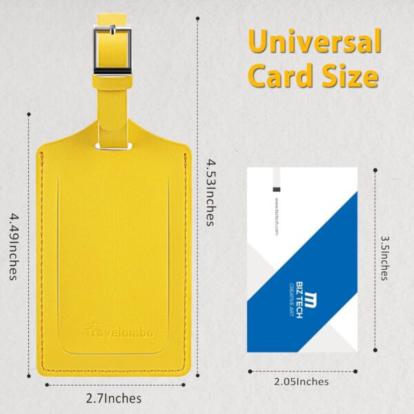 Travelambo Luggage Tag Faux Leather for Suitcase Women Kids Funny Cute (Energetic Yellow) - Image 3