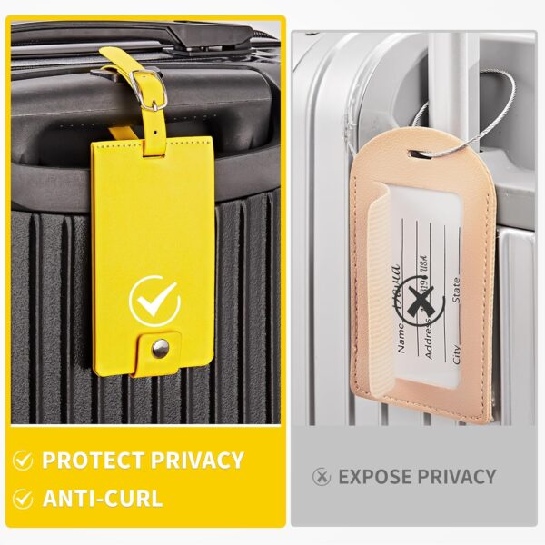 JARLINK 4 Pack Luggage Tag, Leather Luggage Tags Include Name Cards with Privacy Covers, Travel Tags for Luggage, Suitcases, Travel Bags, Cruise Ships Yellow - Image 5