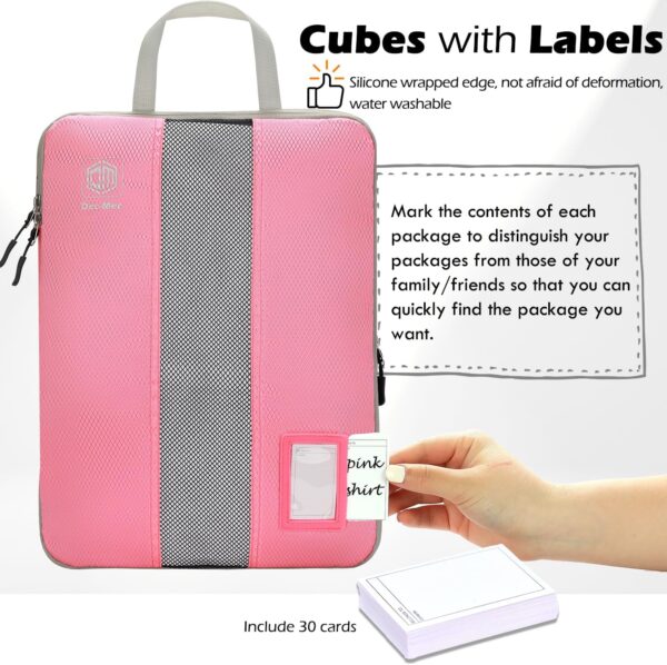 6 Set Compression Packing Cubes with Labels for Travel, Expandable Packing Organizers, Carry On Luggage Suitcase Organizer Bags as Travel Accessories (6set, Pink)… - Image 3