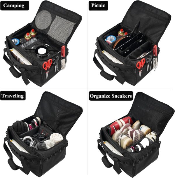 35L Camping Bag,Tactical Duffle Bag with Waterproof Bottom,Shoe Bag for Travel/Outdoor with 3 Adjustable Dividers,Picnic Camping Organizer,Multi-functional Duffel Bag for Camping/Sports/GYM - Image 5