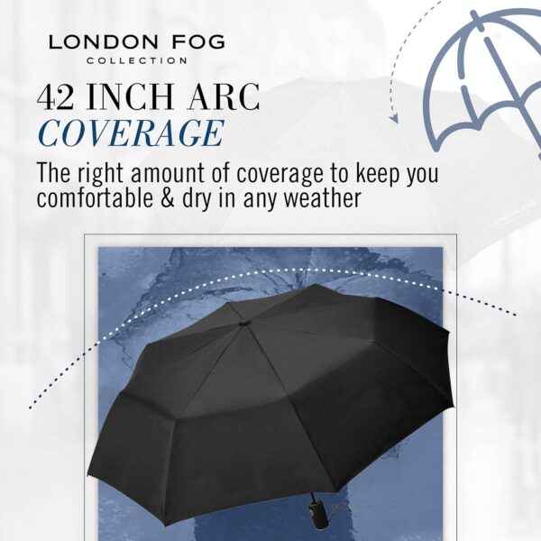 LONDON FOG Mini Rain Umbrella, Automatic Folding Umbrella, Windproof, Lightweight and Packable for Travel, Full 42 Inch Arc - Image 4