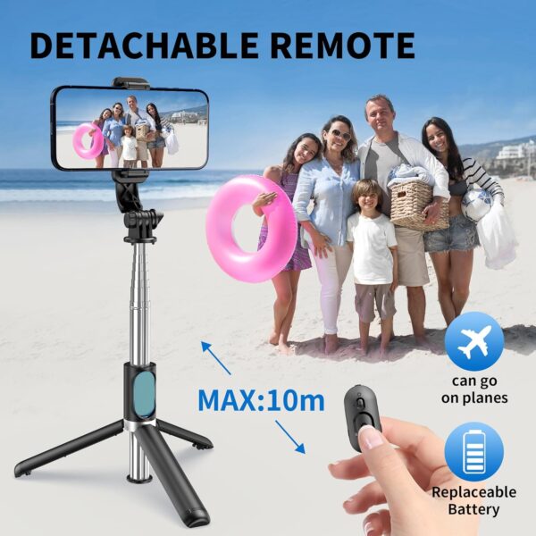 Selfie Stick Tripod, All in One Extendable & Portable Selfie Stick with Wireless Remote Compatible with iPhone 14 13 12 11 pro Xs Max Xr X 8 7, Galaxy Note10/S20/S10/OnePlus 9/9 PRO etc - Image 3