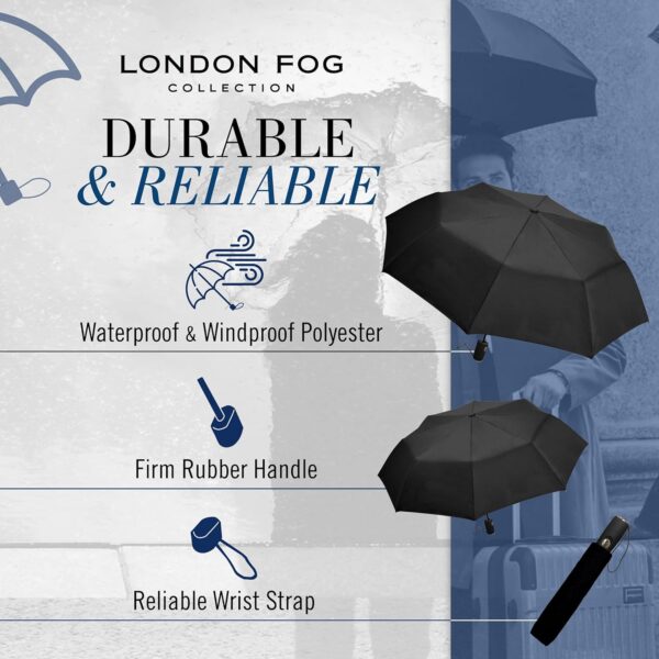 LONDON FOG Mini Rain Umbrella, Automatic Folding Umbrella, Windproof, Lightweight and Packable for Travel, Full 42 Inch Arc - Image 5