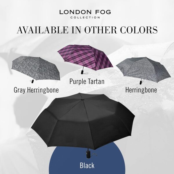 LONDON FOG Mini Rain Umbrella, Automatic Folding Umbrella, Windproof, Lightweight and Packable for Travel, Full 42 Inch Arc - Image 7