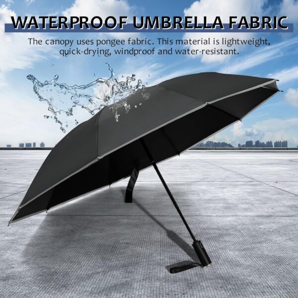 2-Pack Travel Umbrella, Unbreakable 10 RIBS Umbrella, Windproof Umbrellas for Rain & Sun, Automatic, Foldable Reverse Rain Umbrella for Women Men - Image 4