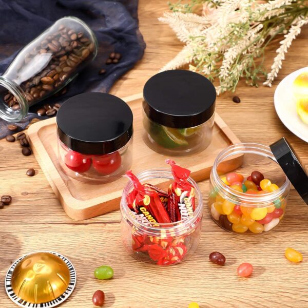 4 Pieces Round Clear Wide-mouth Leak Proof Plastic Container Jars with Lids for Travel Storage Makeup Beauty Products Face Creams Oils Salves Ointments DIY Making or Others (Black, 4 Ounce) - Image 7