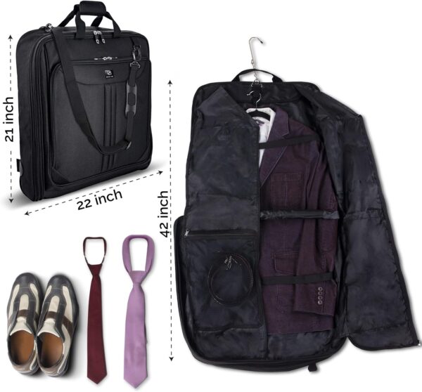 Suit Carry On Garment Bag for Travel & Business Trips With Shoulder Strap - Image 3