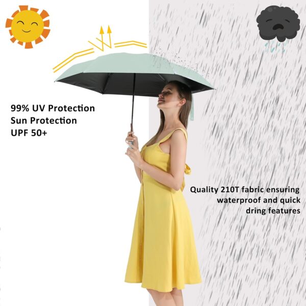 BAODINI Travel Mini Umbrella for Purse With Case-Small Compact UV Umbrella Protection Sun-Lightweight Tiny Pocket Umbrella with Case for Women, Girls - Image 2