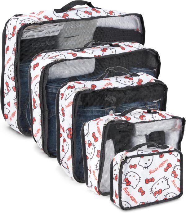 Sanrio's Hello Kitty Packing Cubes - 5 Piece Packing Cube Travel Essential - Luggage Organizer Set - For Kids,Teens,Adults