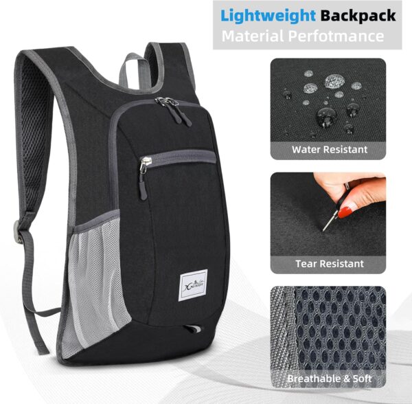 Hiking Backpack 15L Small Travel Backpack Lightweight Daypack Foldable Hiking Backpack Packable Camping Hiking Backpack for Women Men (Black) - Image 5