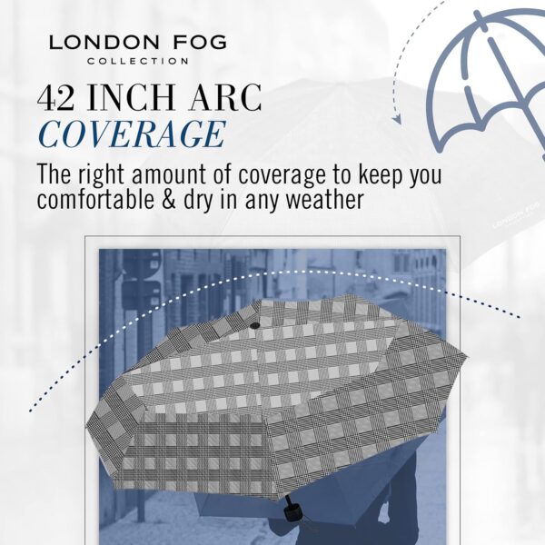 London Fog Mini Rain Umbrella, Manual Folding Umbrella, Windproof, Lightweight and Packable for Travel, Full 42 Inch Arc - Image 4