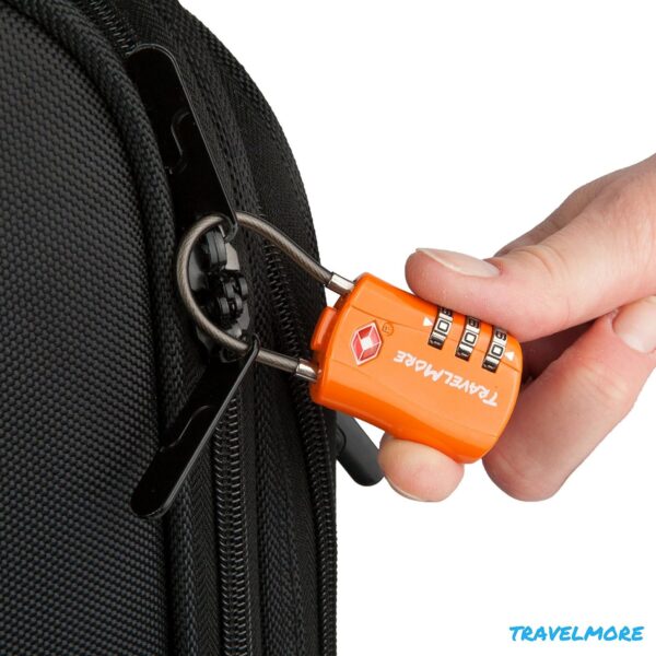 4 Pack TSA Approved Travel Combination Cable Luggage Locks for Suitcases & Backpacks - Orange - Image 5