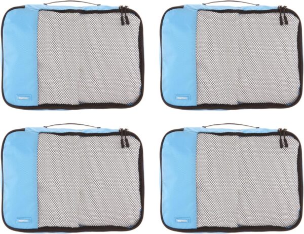 Amazon Basics 4 Piece Packing Travel Organizer Zipper Cubes Set, Medium, Sky Blue - Image 2