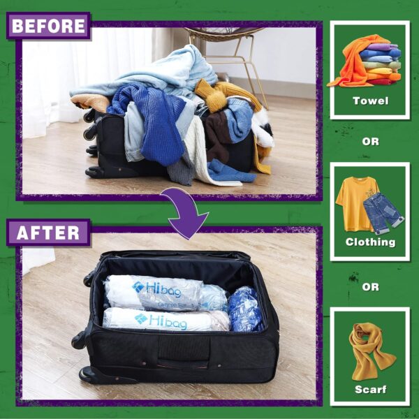 Compression Bags for Travel, Roll Up Space Saver Bags for Backpack, Luggage and Suitcase (8) - Image 3