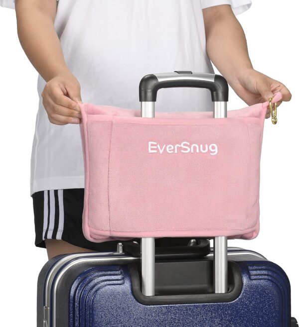 EverSnug Travel Blanket and Pillow - Premium Soft 2 in 1 Airplane Blanket with Soft Bag Pillowcase, Hand Luggage Sleeve and Backpack Clip (Light Pink) - Image 4