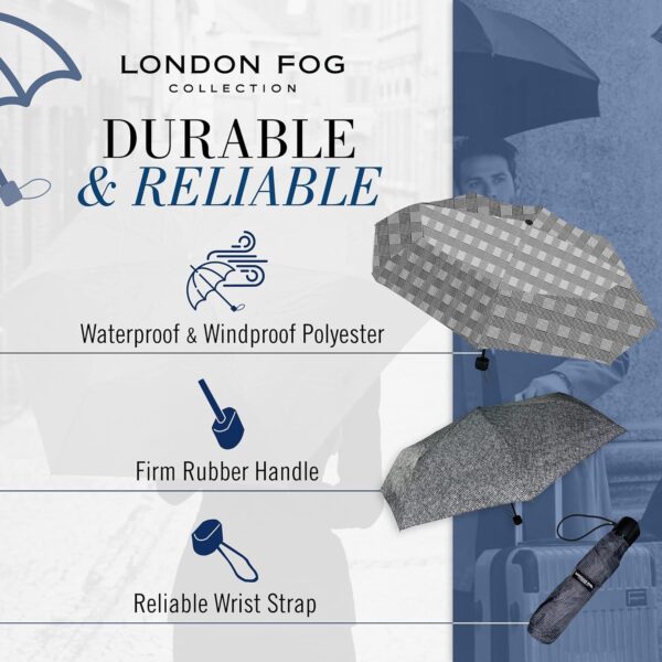 London Fog Mini Rain Umbrella, Manual Folding Umbrella, Windproof, Lightweight and Packable for Travel, Full 42 Inch Arc - Image 5