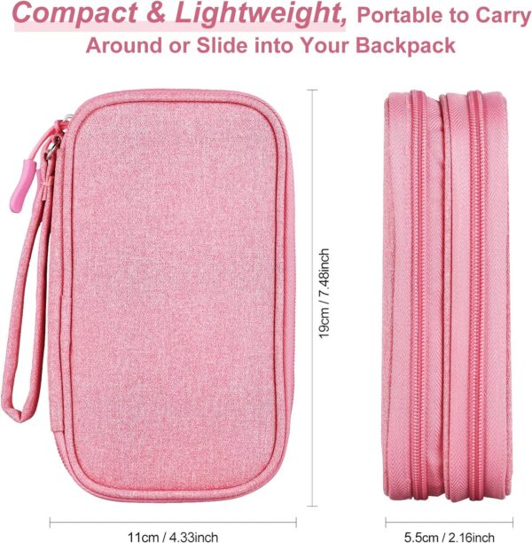 Travel Essentials for Women, Cord Organizer Storage Case Bag for Airplane Accessories & Tech Electronics (Small, Pink) - Image 3