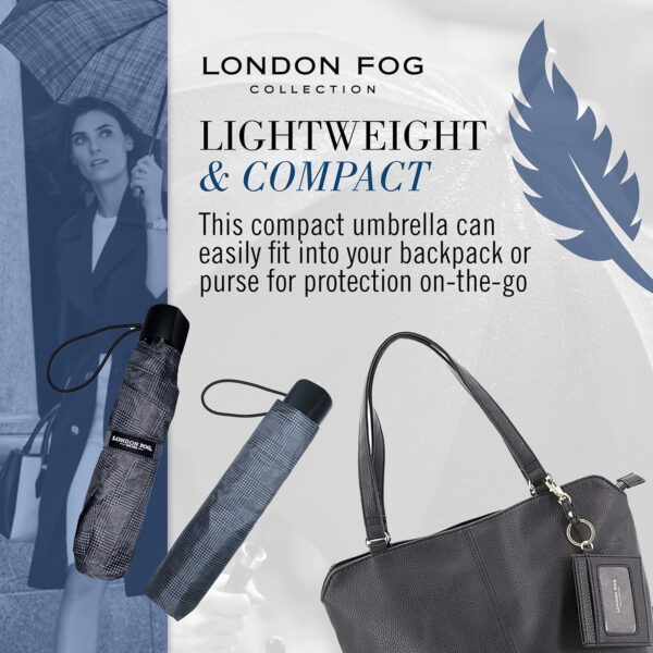 London Fog Mini Rain Umbrella, Manual Folding Umbrella, Windproof, Lightweight and Packable for Travel, Full 42 Inch Arc - Image 6