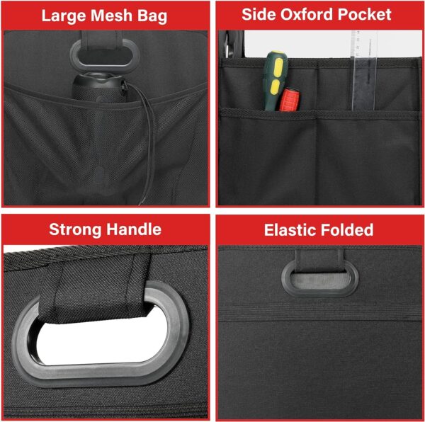 Simple Deluxe Trunk Organizer for Car/SUV/Truck, Collapsible 2 Compartment Automotive Storage Box, 600D Waterproof Oxford Polyester 50L Travel Accessories, Anti-slip & Leak-proof, Black New - Image 5