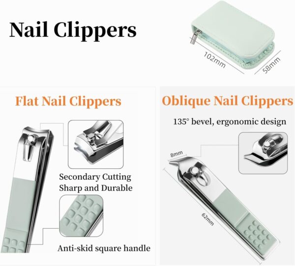 Manicure Set Nail Clippers Pedicure Kit -7 Pieces Stainless Steel Travel Nail Kit, Travel Essentials Purse Essentials Professional Grooming Kits, Manicure Kit with Zipper Portable Travel Pack - Image 5