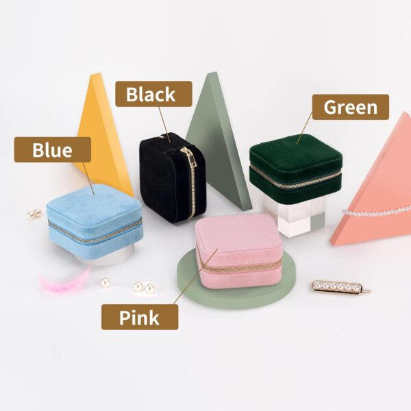 Travel Velvet Jewelry Box with Mirror, Mini Gifts Case for Women Girls, Small Portable Organizer Boxes for Rings Earrings Necklaces Bracelets (Black) - Image 4