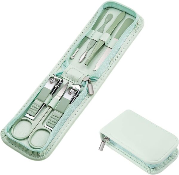 Manicure Set Nail Clippers Pedicure Kit -7 Pieces Stainless Steel Travel Nail Kit, Travel Essentials Purse Essentials Professional Grooming Kits, Manicure Kit with Zipper Portable Travel Pack