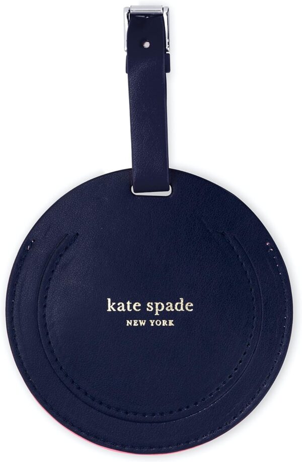 Kate Spade New York Round Vegan Leather Luggage Tag, Pink Durable Suitcase ID Tag, Hello Again - Image 2