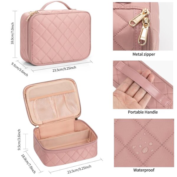 OCHEAL Makeup Bag, Cute Makeup Organizer Bag Make up Bag for Toiletry Cosmetics Accessories with Divider and Brushes Compartments, Makeup Travel Case Cosmetic Bags Women Girls -Nude Pink - Image 5