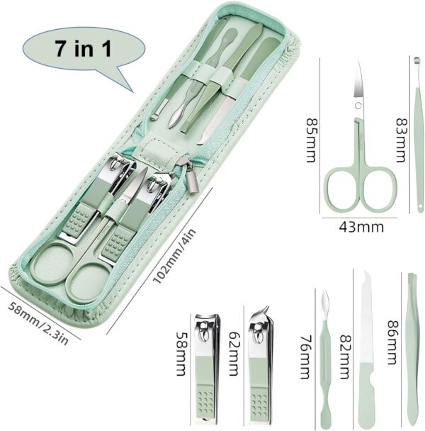 Manicure Set Nail Clippers Pedicure Kit -7 Pieces Stainless Steel Travel Nail Kit, Travel Essentials Purse Essentials Professional Grooming Kits, Manicure Kit with Zipper Portable Travel Pack - Image 4