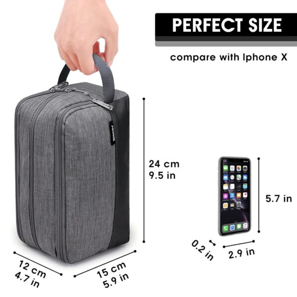 Toiletry Bag for Men Hanging Dopp Kit Water Resistant Shaving Bag Small Toiletry Bag for Traveling (Denim Grey) - Image 2