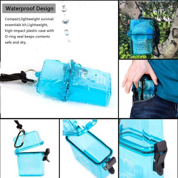 DEFTGET Waterproof First Aid Kit Travel Essentials HSA/FSA Eligible Small Emergency Survival Kits Mini Durable Lightweight for Minor Injuries Camping Hiking Backpacking (Aqua-Blue) - Image 3