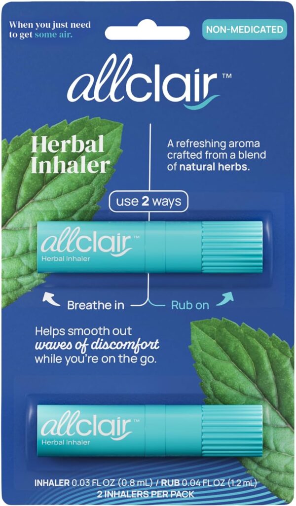 Herbal Inhaler - Natural Relief for Nausea - Non-Medicated Non-Drowsy Drug-Free - Essential for Travel - Motion Sickness - Morning Sickness - Use Anytime - 2 Inhalers