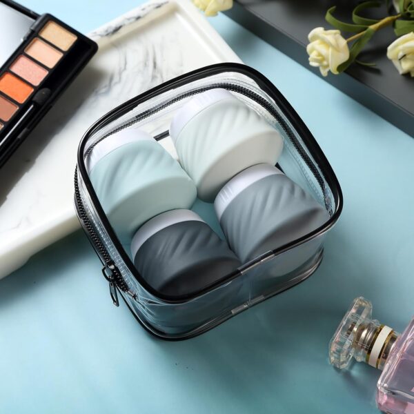 Gemice Travel Containers for Toiletries, Silicone Cream Jars TSA Approved Travel Size Containers with Clear Bag, Leak-proof Travel Accessories with Lid for Cosmetic Face Body Hand Cream (4 Pack) - Image 8