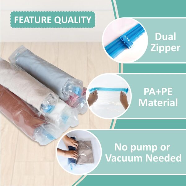 16 Roll Up Travel Compression Bags, Hand Roll Space Saver bags No Vacuum Needed (6 Large Roll/6 Medium Roll/4 Small Roll) - Image 4