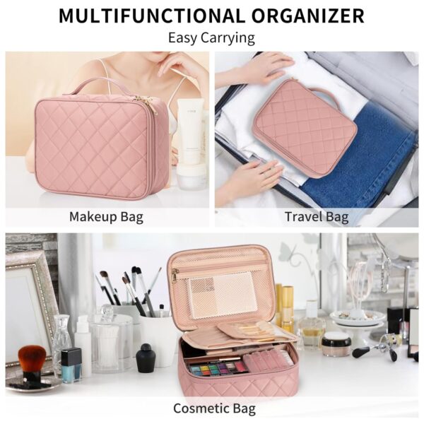 OCHEAL Makeup Bag, Cute Makeup Organizer Bag Make up Bag for Toiletry Cosmetics Accessories with Divider and Brushes Compartments, Makeup Travel Case Cosmetic Bags Women Girls -Nude Pink - Image 6