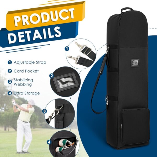 Padded Golf Travel Bags with Wheels, 900D Heavy Duty Oxford Wear-Resistant, Soft Sided Foldable Golf Club Travel Covers for Airlines, Golf Club Bag Protection, Extra Storage Pocket - Image 5