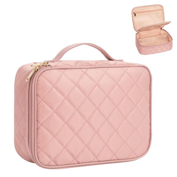 OCHEAL Makeup Bag, Cute Makeup Organizer Bag Make up Bag for Toiletry Cosmetics Accessories with Divider and Brushes Compartments, Makeup Travel Case Cosmetic Bags Women Girls -Nude Pink - Image 8