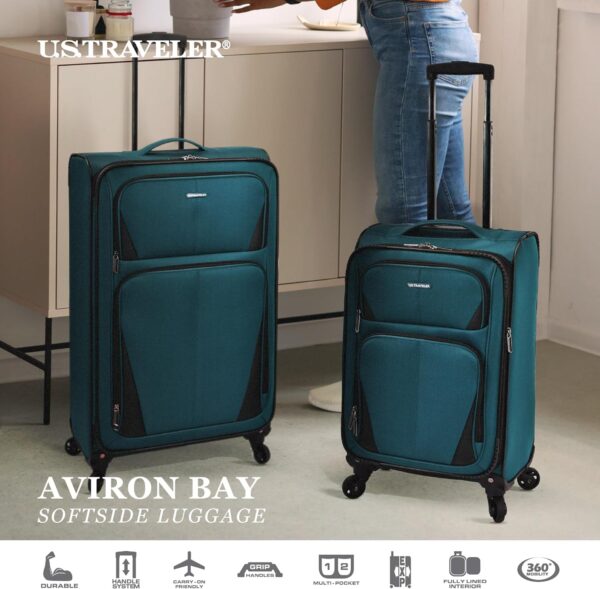 U.S. Traveler Aviron Bay Expandable Softside Luggage with Spinner Wheels, Navy, 30-Inch - Image 2