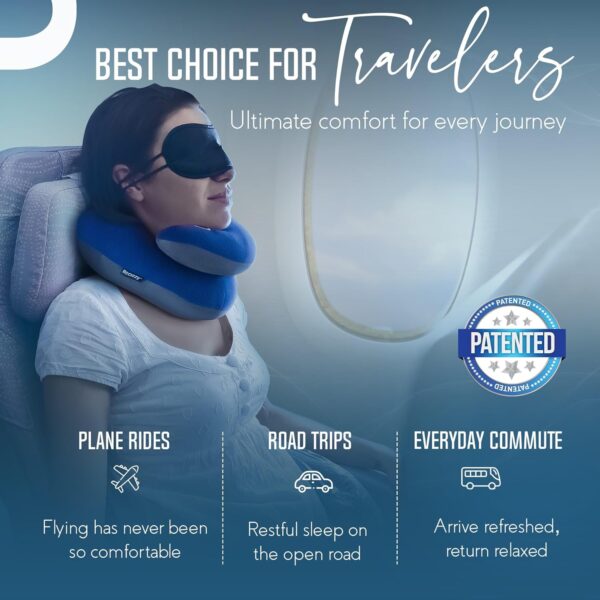 BCOZZY Neck Pillow for Travel Provides Double Support to The Head, Neck, and Chin in Any Sleeping Position on Flights, Car, and at Home, Comfortable Airplane Travel Pillow, Large, Navy - Image 8