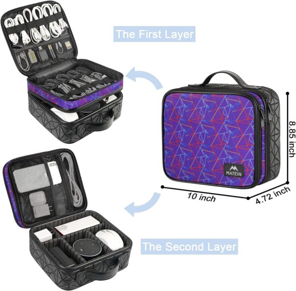 MATEIN Cable Organizer, Waterproof Electronic Organizer Travel Case, Shockproof Charger Organizer Travel Electronic Accessory, Cord Organizer Travel, Tech Bag, SD Card, Purple - Image 2