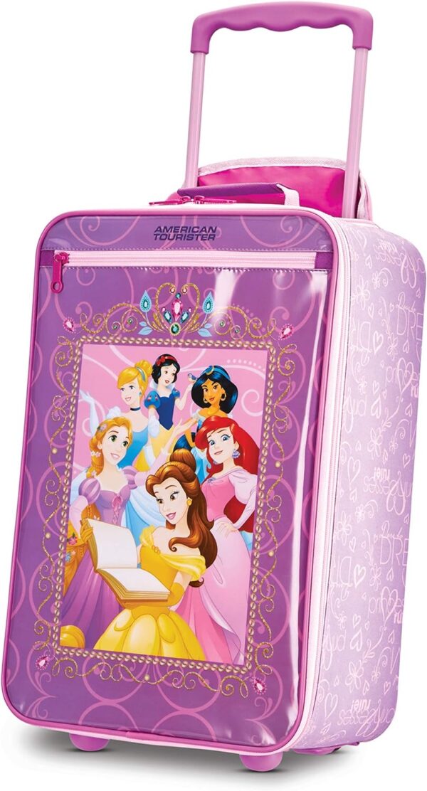 American Tourister Kids' Disney Softside Upright Luggage,Telescoping Handles, Princess 2, 18"