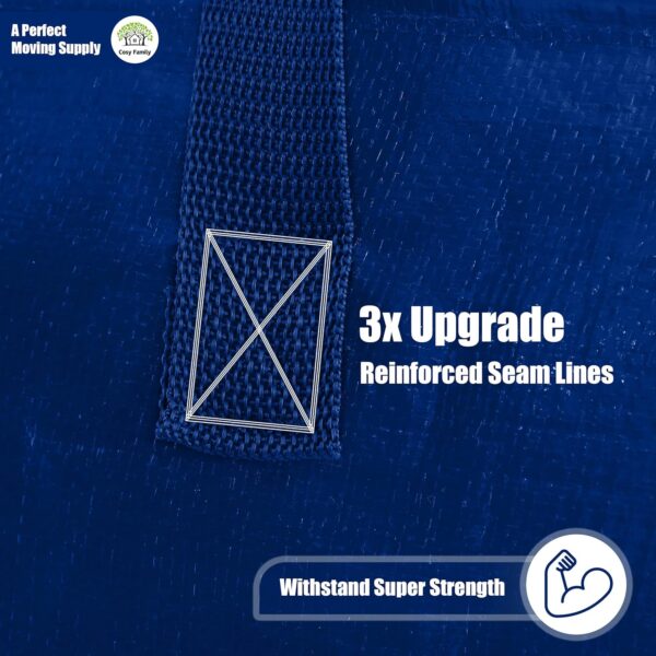 4 Pack Heavy Duty Extra Large Moving Bags with Backpack Straps - Strong Handles & Zippers, Storage Totes For Space Saving, Fold Flat, Alternative to Moving Box (X-Large-Set of 4, Blue) - Image 5