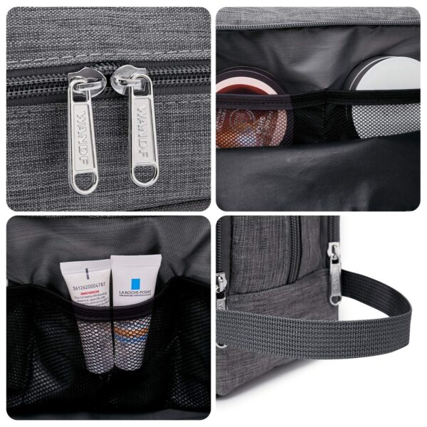 Toiletry Bag for Men Hanging Dopp Kit Water Resistant Shaving Bag Small Toiletry Bag for Traveling (Denim Grey) - Image 4